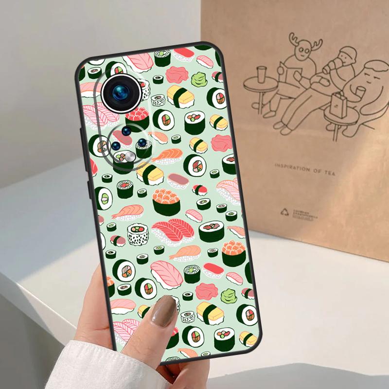 Kawaii Sushi Pattern For Honor Magic 8 Pro 5 6 7 Lite Case For Honor Win RT 200 400 50 70 90 X8b X9a X9b X9c X9d