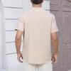 Summer New Men's Lightweight Cotton Linen Short Sleeve Henley Neck T-shirt - Breathable Casual Solid Color Tops Basic Style Tees