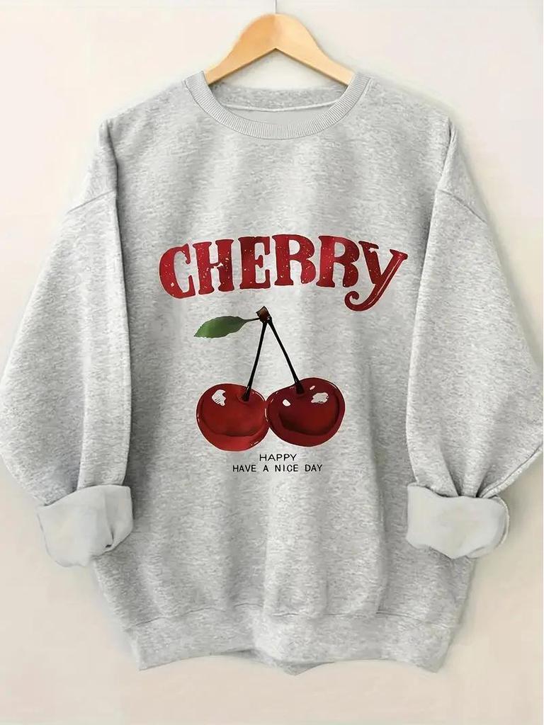 Dámská mikina s třešňovým potiskem - Evropský a americký styl s dopravou zdarma