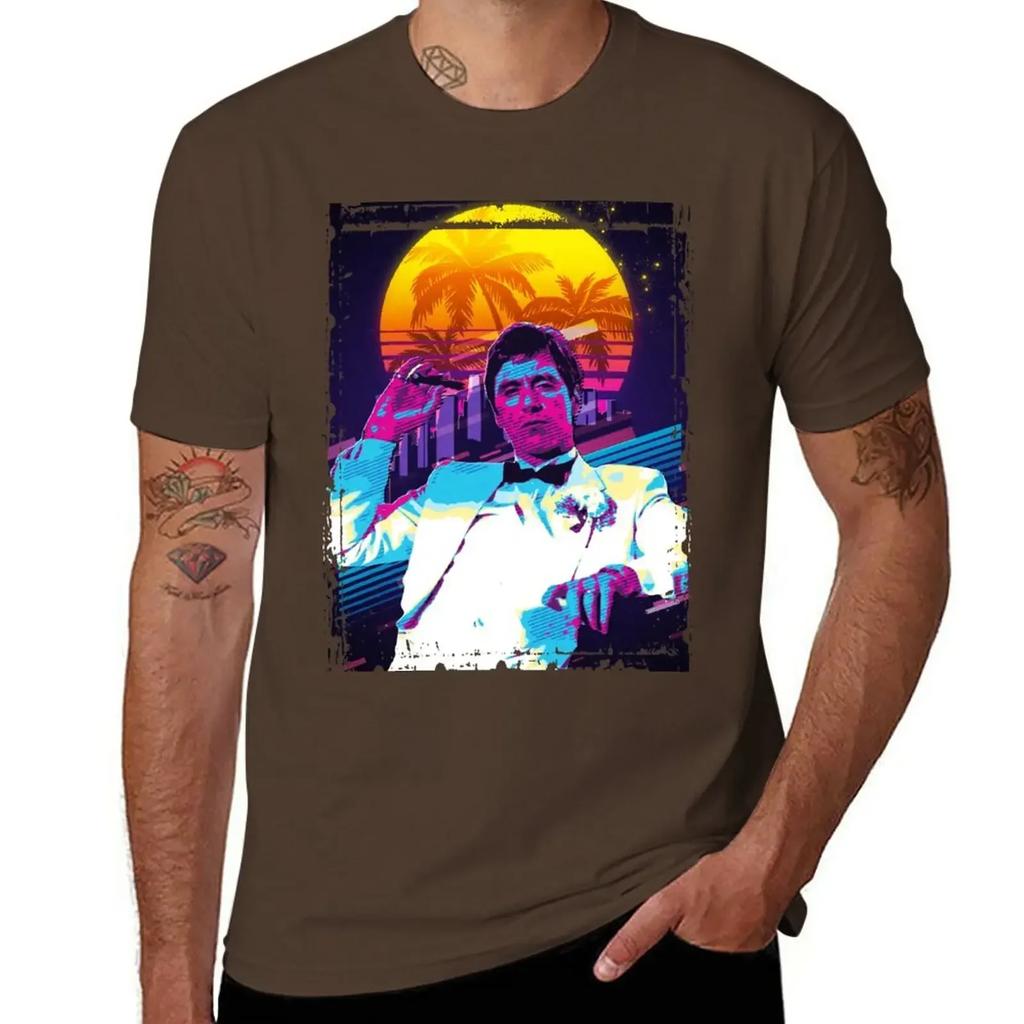 Classic Cinema Art Scarface Movie Print Featuring Al Pacino Tshirt Customs Boys Whites Workout Shirts For Unisex
