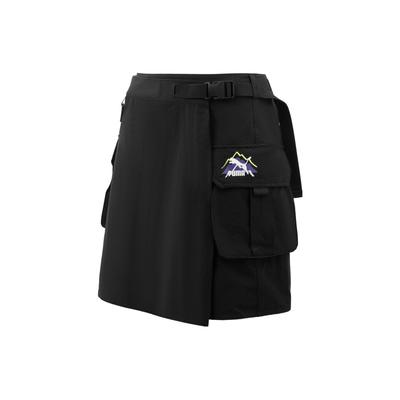 Letter Logo Printed Large Pocket Vintage Breathable Work Casual Skirt Women Skirts Black 537428-01