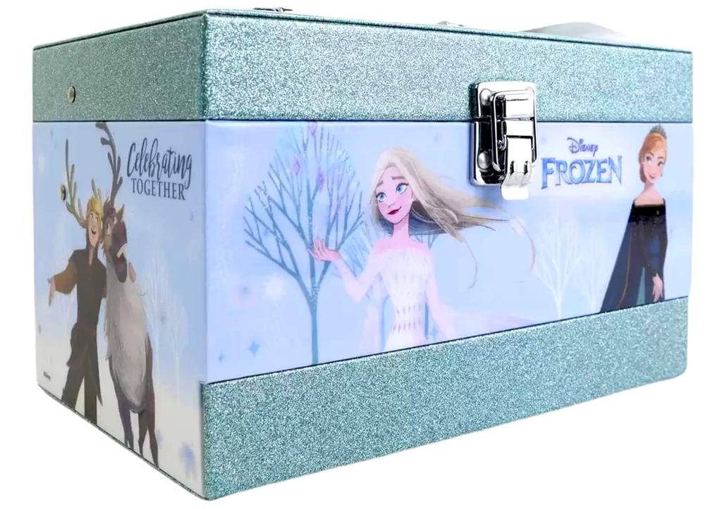 Disney Princess Frozen 2 Cosmetic Set with Carrying Handle, 23-Piece Set, Includes Disney Stickers, Kids' Cosmetics and Makeup Set, Cosmetic Box,