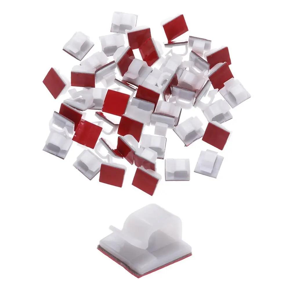 50pcs Plastic Firm Buckle Line Fastener Self-adhesive Cable Clip Fixer Holder Cable Clamp Wire Management