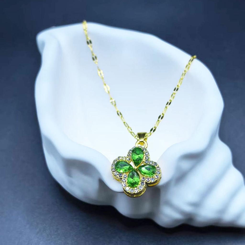 Fashionable Double-sided Beimu Clover Single Flower Necklace
