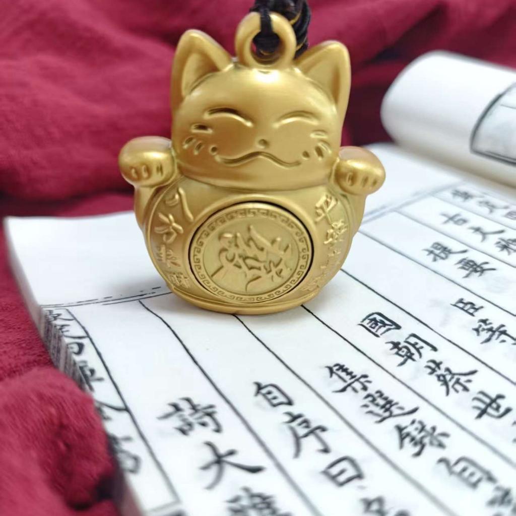Solid Brass Lucky Ornament Stress Relief Fortune Handheld Peace and Prosperity Cat Figurine Decoration