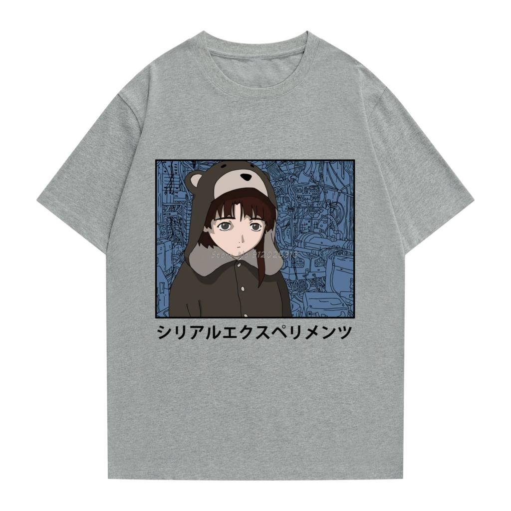 Unique Serial Experiments Lain T-shirt Iwakura Manga Glitch Men Breathable Short Sleeve T-shirts Tops Weeb Sci Fi Cotton Clothes