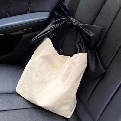 New Canvas Large Capacity Tote Bag Designer Fashionable Women's Cross Body Bag Luxury All-matching Bow Shoulder Bag