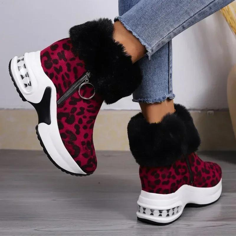 Chunky Platform Snow Boots for Women Thick Bottom  Winter Booties Woman Non Slip Faux Suede Ankle Botas Female Plus Size 43
