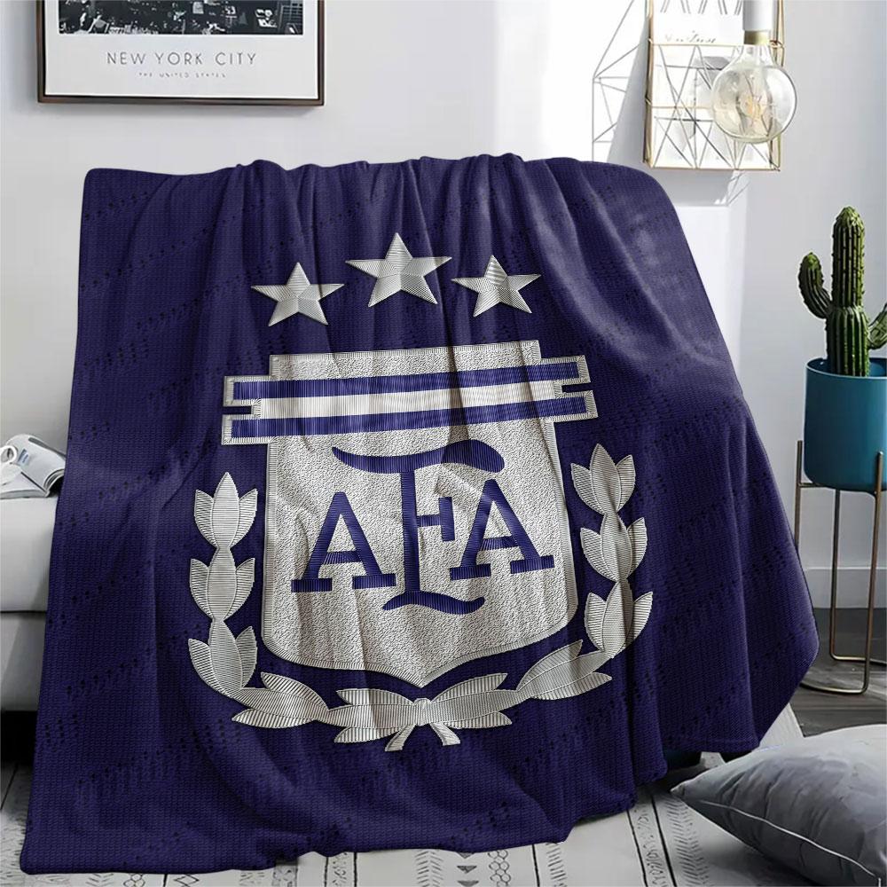 Argentina national football logo Printed Flannel Blanket, soft throw for bedroom sofa, washable,soccer fan merchandise, great gift. 80cm x 120cm