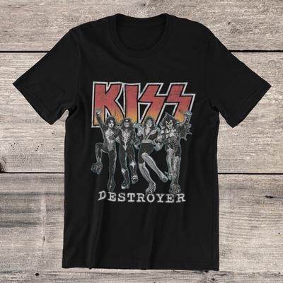 KISS Destroyer  Classic Heavy Metal Rock Band On Ring Spun Cotton Tee Unisex T-Shirt