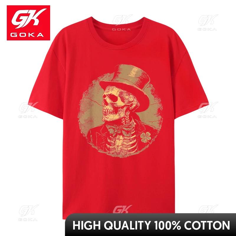 Skull Skeleton Leprechaun St Patricks Day Saint Paddys TShirts Round Collar T Shirts Cotton Male Hot Sale TShirts S