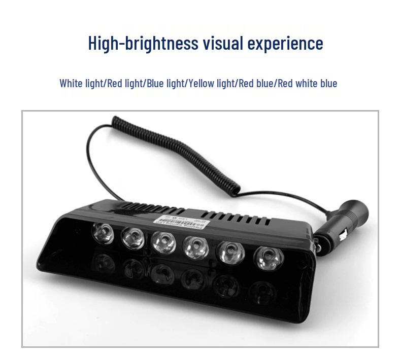 High-Power 12-LED Car Windshield Strobe Warning Light with Suction Cup
