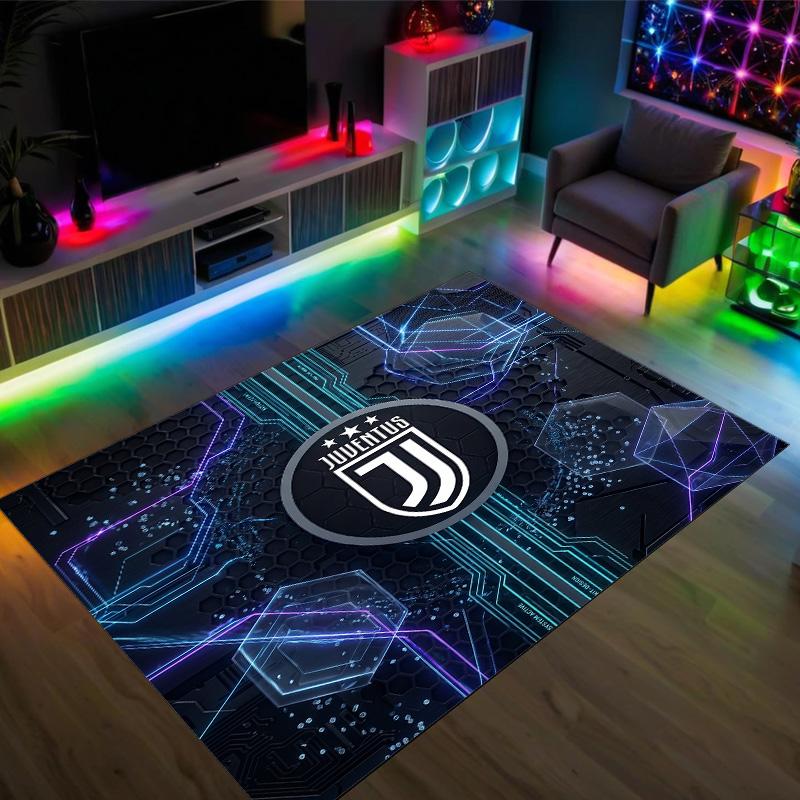 Tappeto in Velluto di Cristallo Design Juventus FC Accogliente Non?Tappeto Stampato Antiscivolo per Camera da Letto Soggiorno Ingresso