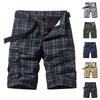 New Pure Cotton Summer Men's Shorts Casual Sports Tooling Five-point Pants Simple Plaid Slim-fitting Medium Pants Multi-bag Pants