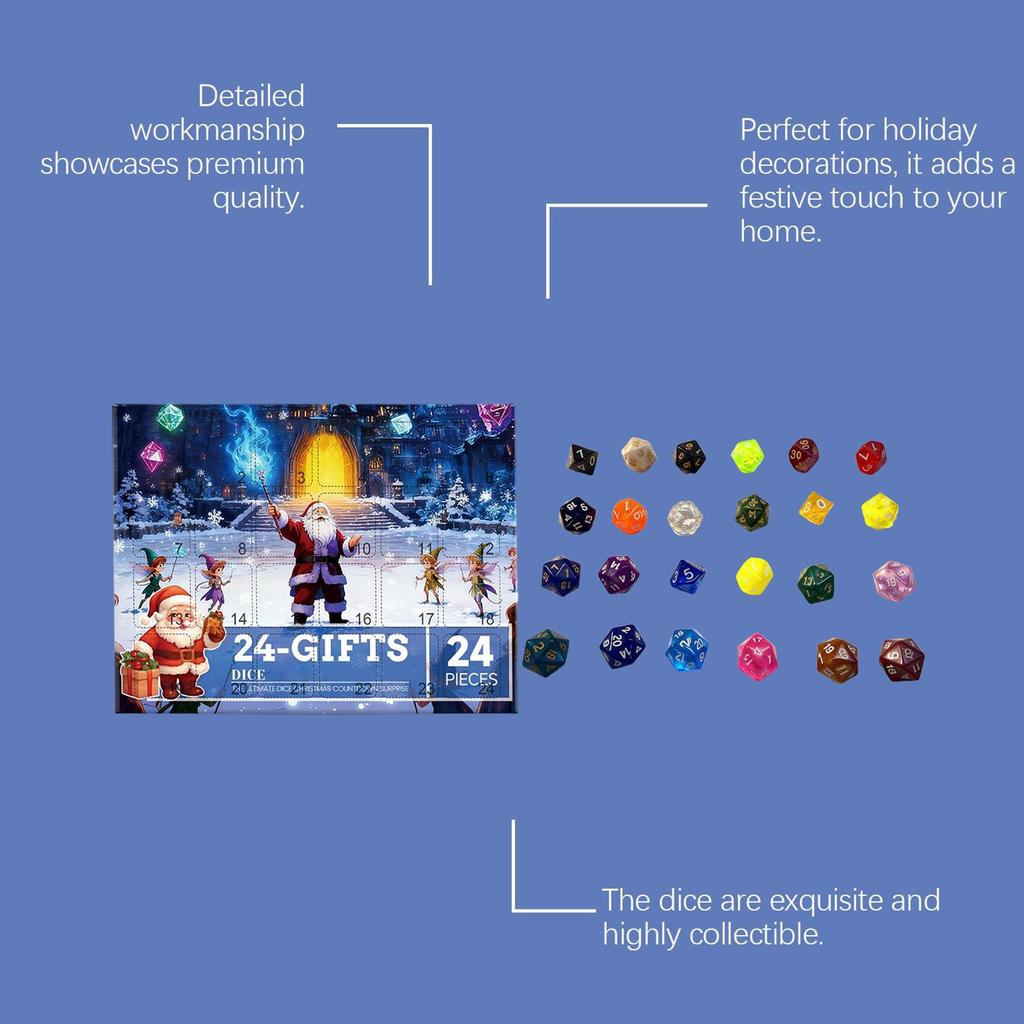 2025 Christmas Count Down Calendar 24-Day Table Game Supplies Count Down To Christmas Dice Theme Calendar For Family Men Teens
