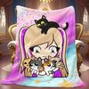1pc Kawaii Anime Girl with Cats Flannel Throw Blanket, 2D Pastel Star Print, All Season Warm Blanket for Kids Bedroom, Living Ro