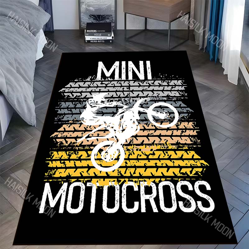 

1PC Mini motocross rider jumping tire tracks Carpet for Living Room Bedroom Sofa Home Decor Rus Non-slip Floor Mat Luxury Gift 40x60cm