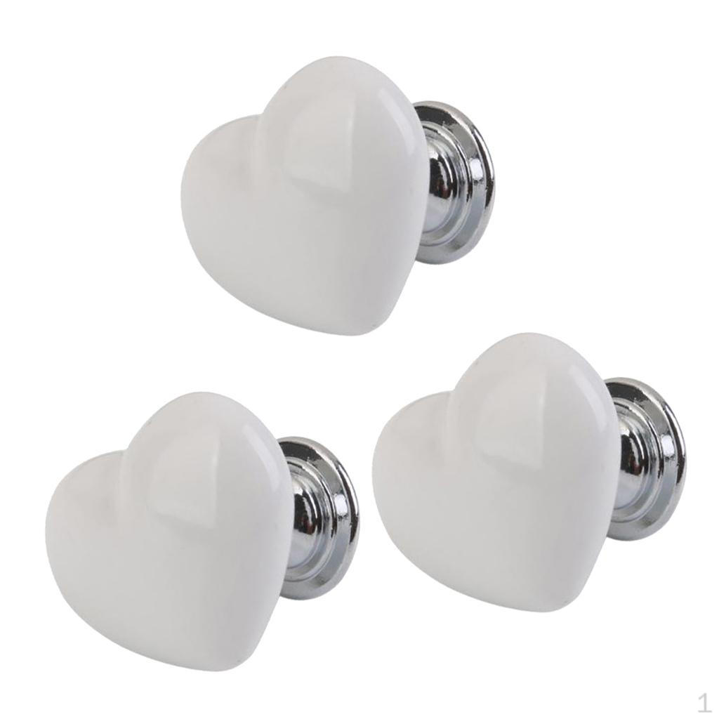 

Лот 3 шт 38 мм Декоративная керамическая ручка-кнопка в форме сердца для шкафа Белая