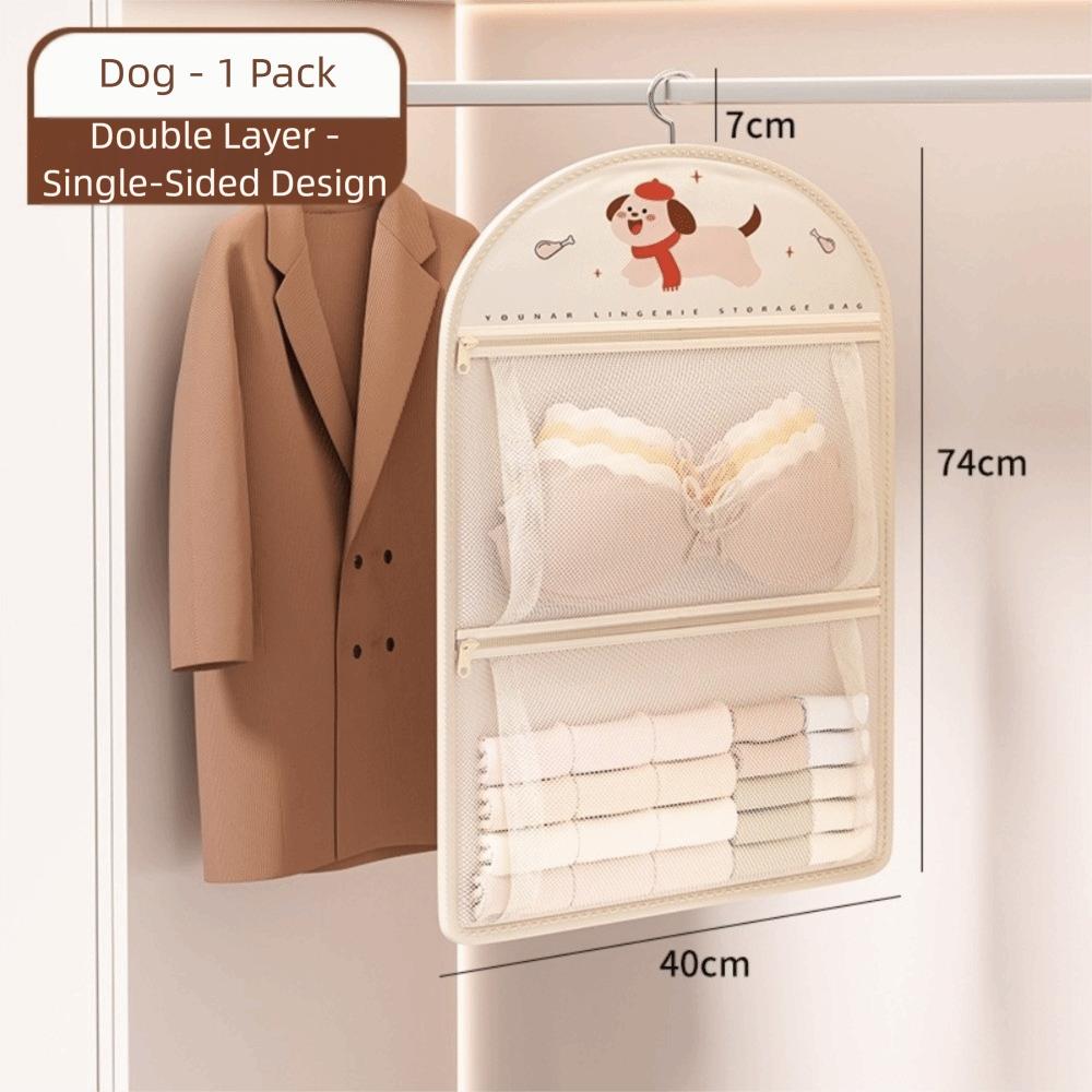 with Hanger Foldable Clothing Hanging Bag Large Capacity Net Bag Wardrobe Organizer