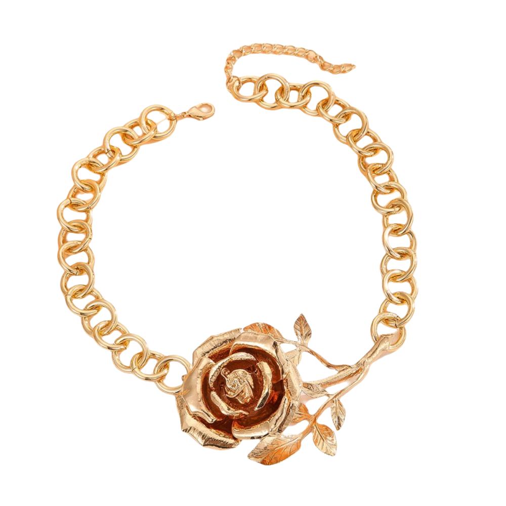 Große Grobe Rose Anhänger Halskette Überzogene Blume Halskette Schlüsselbein Kette Geschenk Schmuck