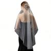 Seethrough Sheer Bridal Veils with Pearls Rhinestones Beadwork Chapel Veils for Wedding Ceremony Gathering Bride Essential
