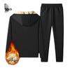 Men's 2024 Autumn/Winter Fleece-Lined Lambswool Hooded Two-Piece Set (Plus Size Available)