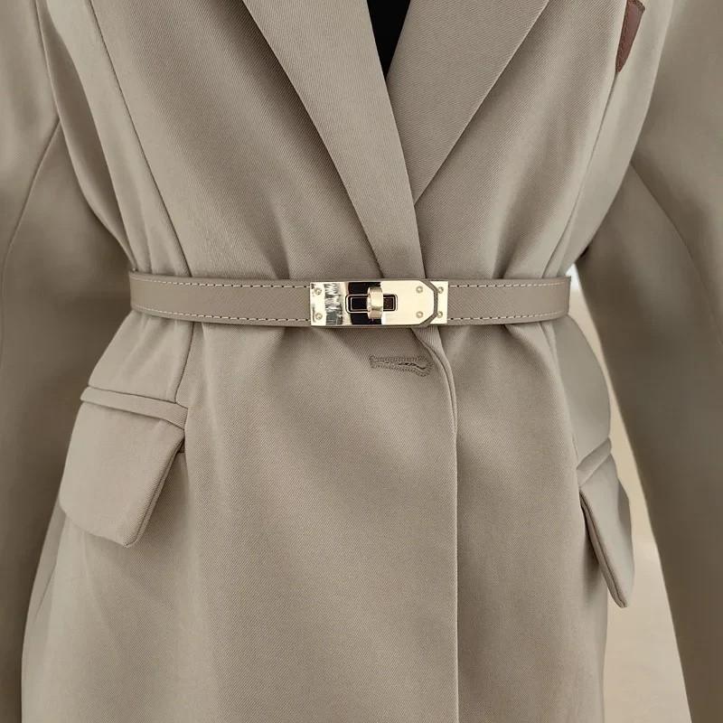 Pure Ladies Cowhide Leather Belt Silver Alloy Buckle Casual Decoration Formal