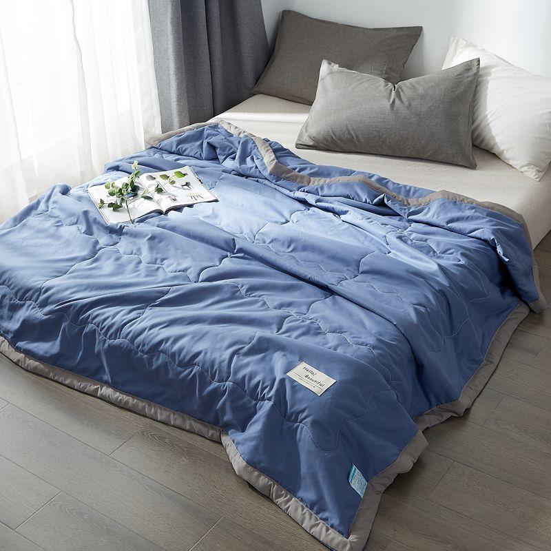Green Plaid Quilt for Summer Japanese Style Soft Thin Air Conditioning Throw Single Double Machine Washable Breathable Blanket