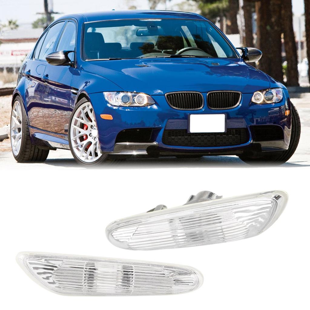 2pcs Side Marker Turn Signal Lights No Bulb for E90 E91 E92 E93 3 Series 2006-2011 (White)