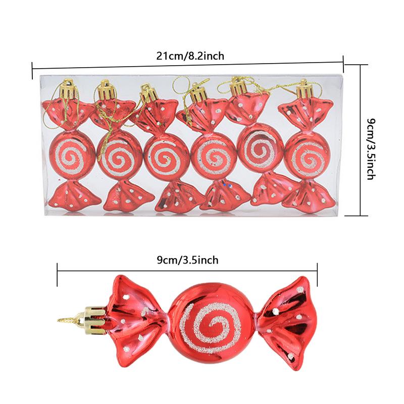 6pcs Christmas Candy Pendant Xmas Tree Hanging Ornaments Christmas Decorations For Home 2025 Navidad Noel New Year Kids Gift