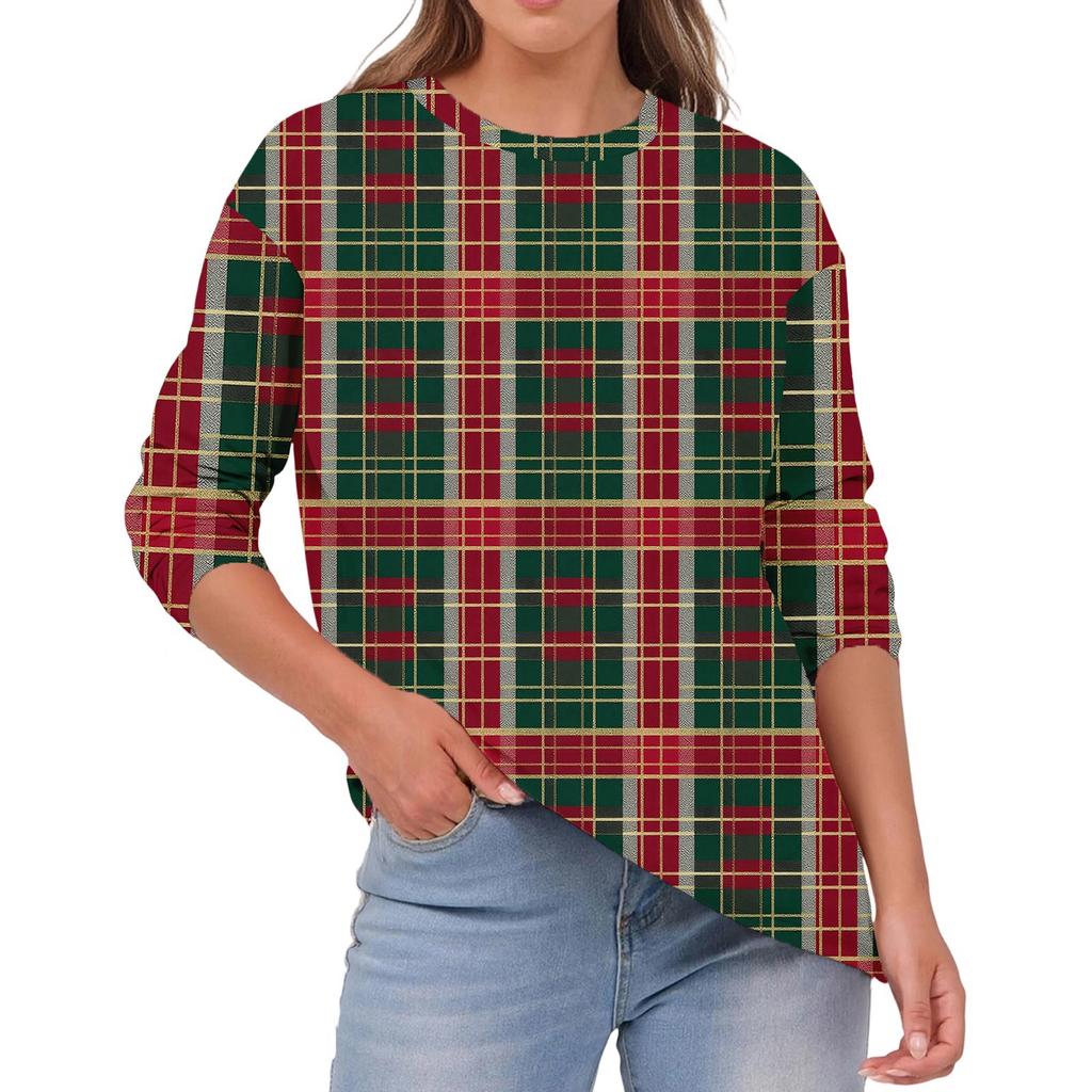 Women's Fashionable Casual Round Neck Solid Color Long-sleeve Top