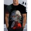 Fashion Men's Crew Neck Short Sleeve 3D Portrait Color Printed Portrait Short Sleeve Crew Neck T-Shirt