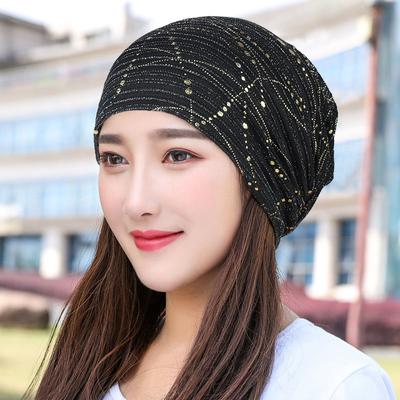 Frauen Sommer Spitze Strass Atmungsaktive Sonnencreme Sonnenhut Weibliche Mode Frühjahr Herbst Winddicht Warme Schwarze Kappe Kopftuch K39