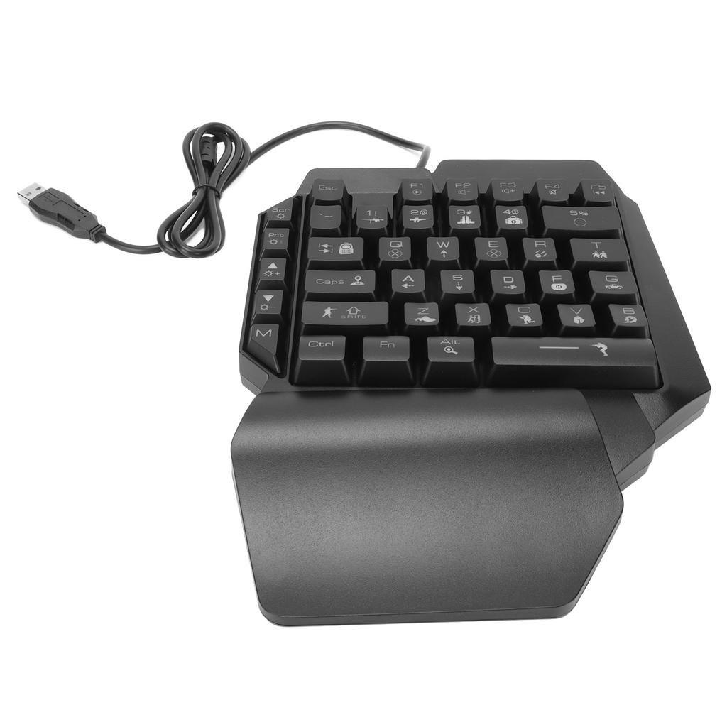 One Handed Gaming Keyboard USB Ergonomic Design RGB Backlit Plug and Play Half Keyboard for Computer Gaming