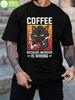 1pc Coffee Because Murder Is Wrong Humor Black T-shirt - 100% Cotton