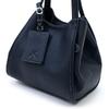 Kitamura Handbag with Shoulder Bag and Pass Dark Blue with White Navy 10901 Z-0556 Case, Stitching, Blue,