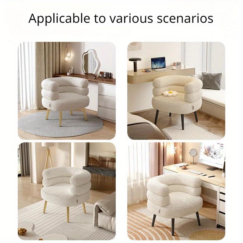 Comfortable Backrest Dressing Chair, Modern Sofa Chair for Living Room, Bedroom, Dressing Table and Dormitory, Pink
