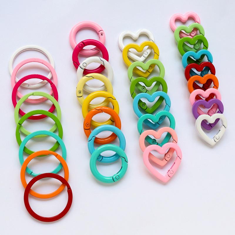 Macaron Color Heart Ring Keychain Clasp for DIY Jewelry, Bracelets, and Phone Chains