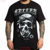 Mürrisch Ivano Natale Graues Bandana Totenkopf Kugellöcher Tattoo Kunst Tinte T-Shirt SCM4160 vintage Gewaschen Bequem grafisch Leicht