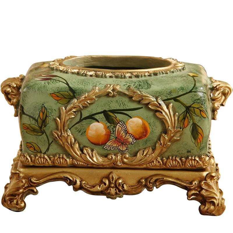 Home Decor Tissue Boxes Exquisite Hotel Carved Rectangular Car Resin Box Holder Office Decoration Desktop Napkin