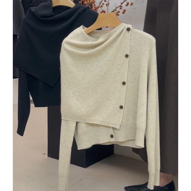3118 Lazy Style Knitwear: Women's Shawl & Cardigan Two-Piece Set