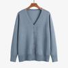 Dames effen lichtgewicht casual gebreid shirt V-hals lange mouwen slank ademend gebreid vest lente herfst mode eenvoudige losse zachte plus jas voor dames
