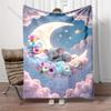 Multiple Sizes Dreamy Cloud and Sleeping Elephant Print Blanket Adult Children Warm for Home Travel Soft Comfortable Blanket