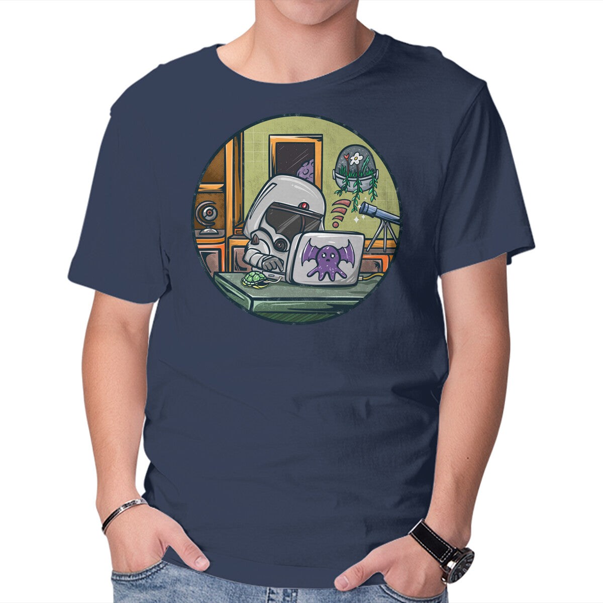 Unisex Crew Neck T-Shirt Captain Working Graphic Short Sleeve Casual Tee L