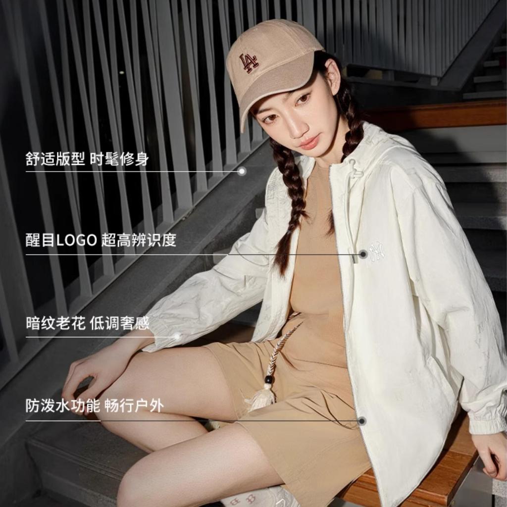 New MLB MONOGRAM Collection New York Yankees SS25 Jackets & Coats Unisex Heather Gray Pink 3AWJM0453-50PKM