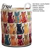 Bedroom Laundry Basket Quilted Foldable Boho Fabric Hamper Cute Collapsible Cat Storage for Clothes Toys Blankets Nursery Thick