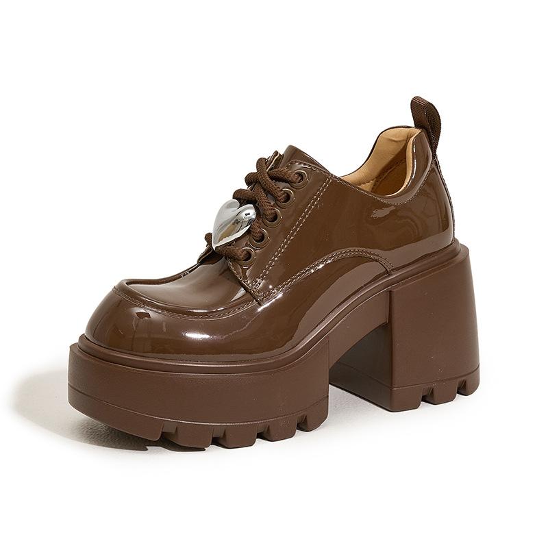 

Лоферы женские осень 2025 новые на толстой подошве на толстом каблуке с внутренней платформой женские туфли универсальные в британском стиле с круглым носом маленькие кожаные туфли 39 какао коричневый