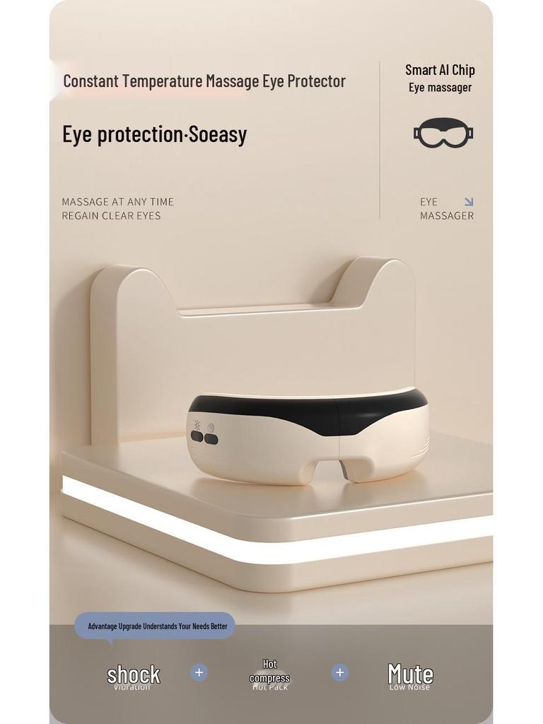 Rechargeable Eye Massager with Heat & Smart Massage for Eye Fatigue Relief