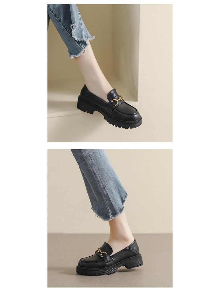 Weiwei Girl 681-3 Women's Height-Boosting Retro Loafers - Thick-Soled, Small Size, 2024 Style.