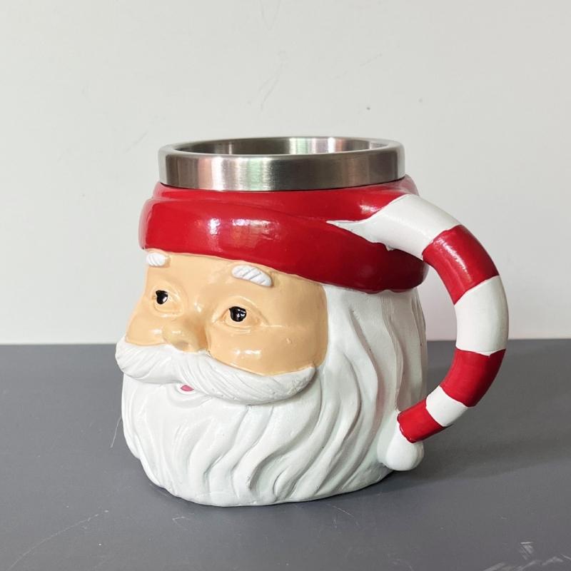 Christmas Themed Beverage Cup Seasonal Resin Mugs Practical Christmas Santa Hot Beverage Cup for Coffee Milk